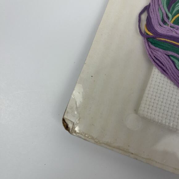 Wonderart Counted Cross Stitch Kit 5428 Violets Pillow 12x12 Inch Ruffle - Picture 5 of 5